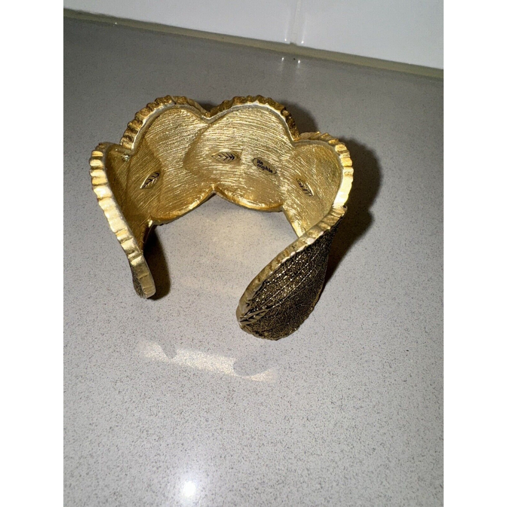 Lia Sophia Leaf Cuff Goldtone Arboretum Bracelet Adjustable Retired Design - Picture 5 of 6